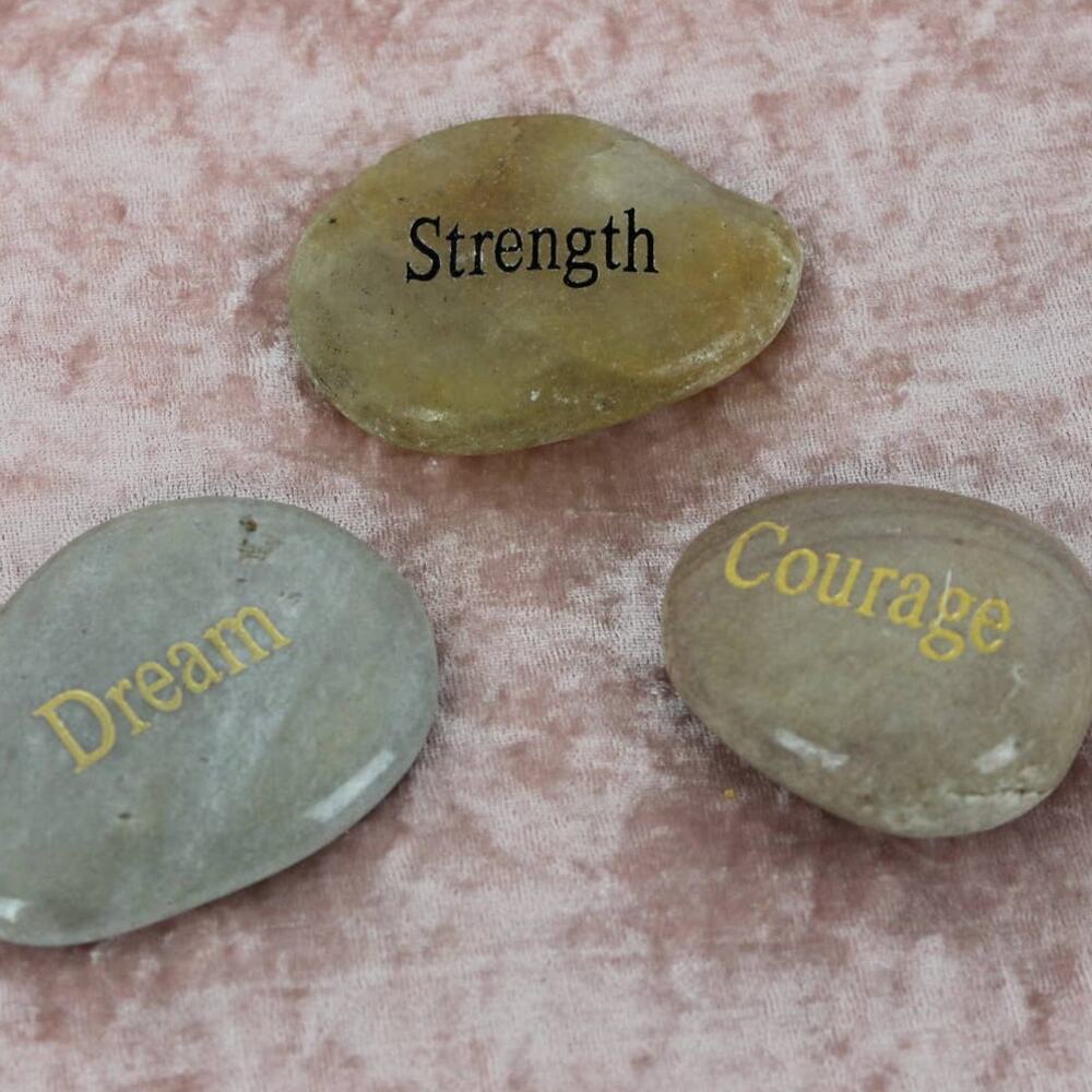 Affirmation Gift Stones Gold Tone Lettering